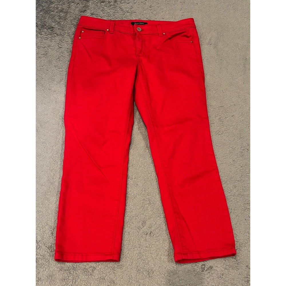 White House Black Market Blanc Slim Crop Pants Red Size 6 Mid Rise Trousers